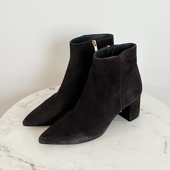 L'AGENCE NEW Jeanne Block Heel Bootie Charcoal Gray Pointed Toe Size 8.5 38.5 EU - Picture 5 of 8